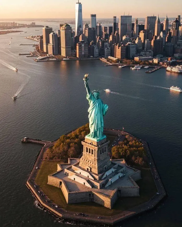 La statue de la Liberté devant les gratte-ciel de New York